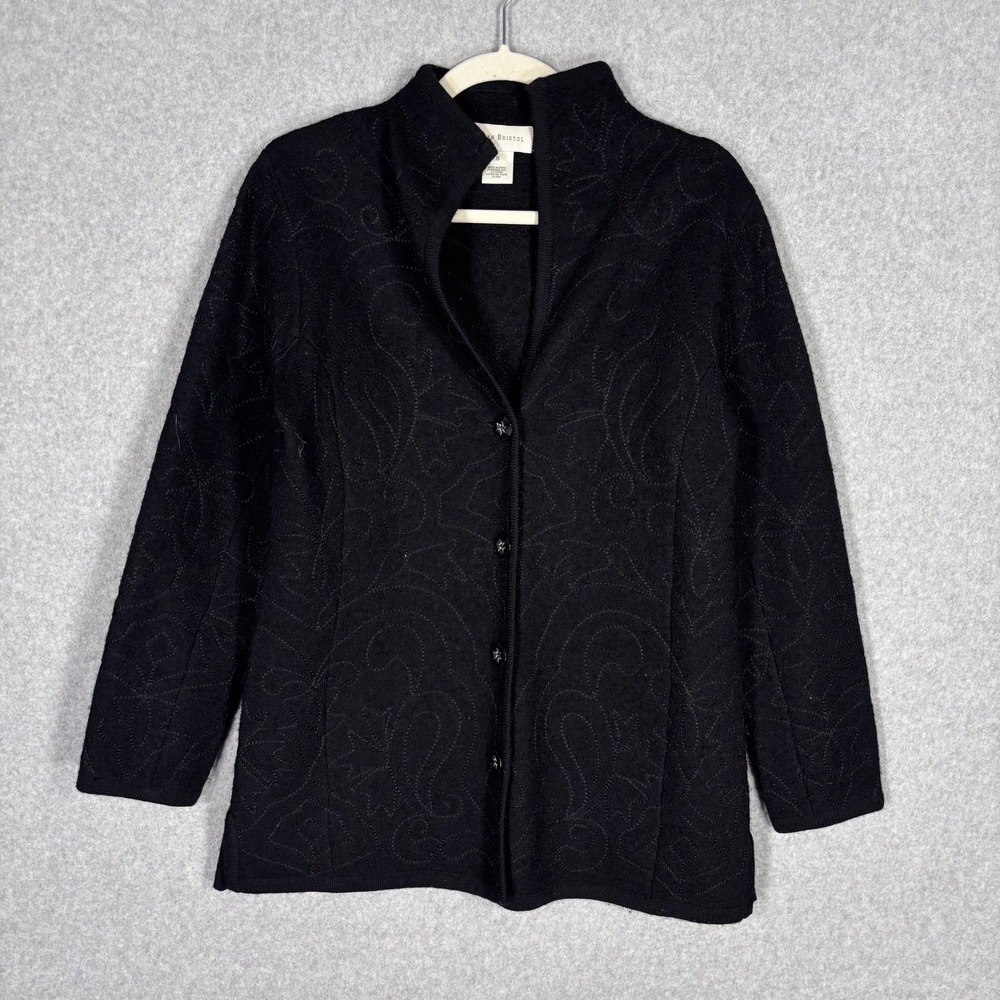 Vintage Susan Bristol Wool‎ Embroidered Cardigan Sweater Small Artsy Abstract